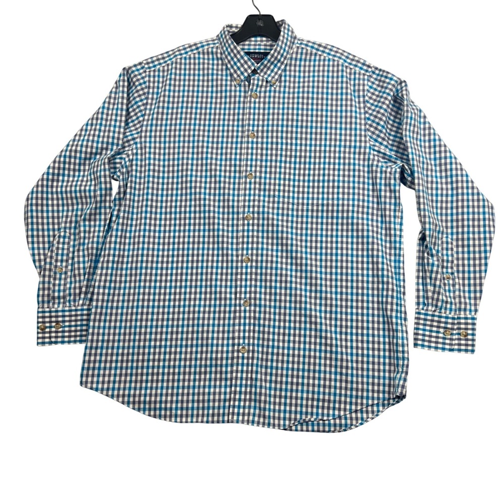 Charles Tyrwhitt Weekend Mens Blue Gingham Non Iron Classic Fit Shirt Large